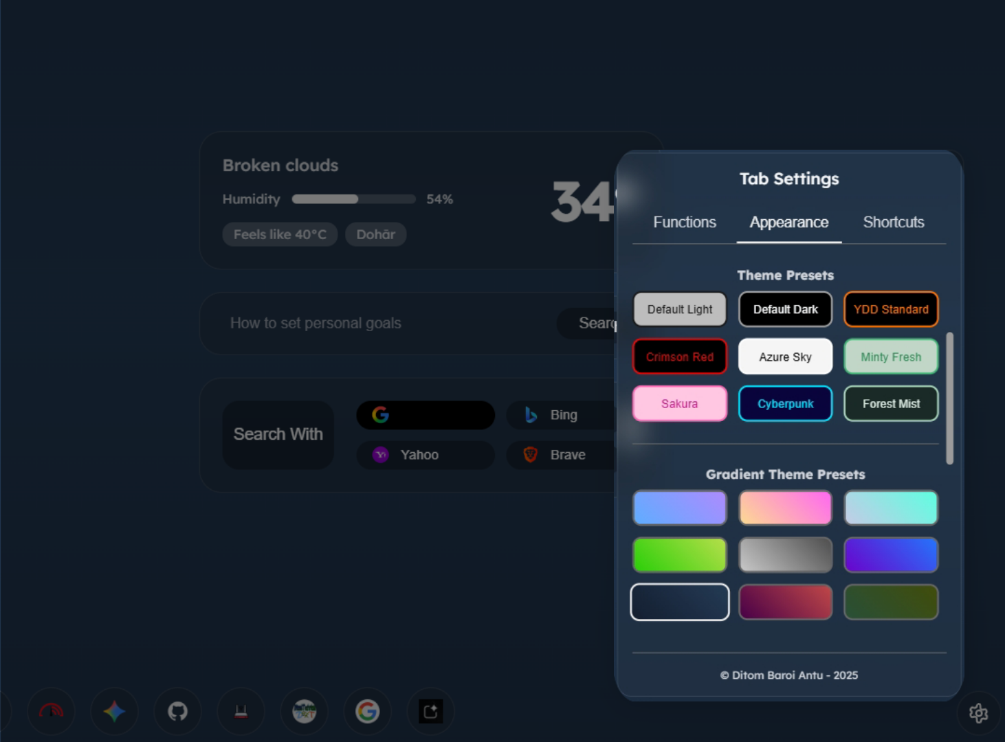 Dashboard overview showing hubs