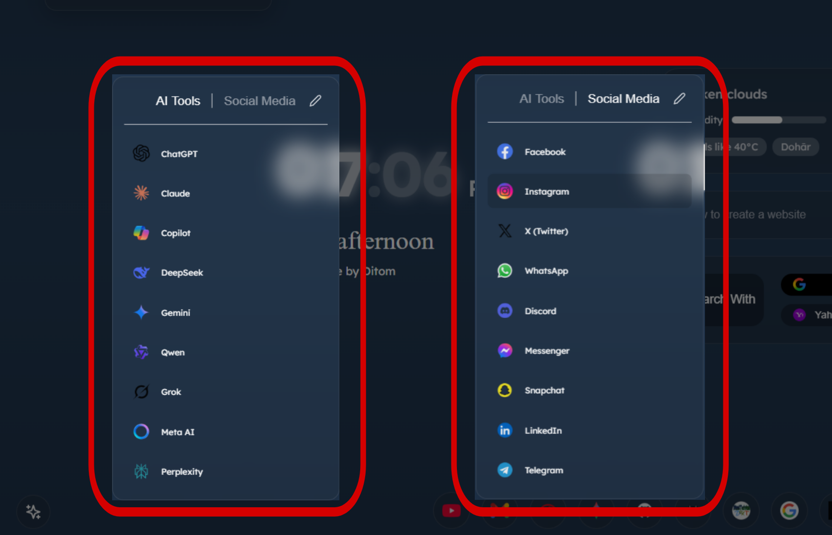 Dashboard overview showing themes